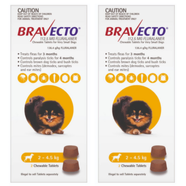 Bravecto for Very Small Dogs 2-4.5kg x 4 Chews (12 months prevention)