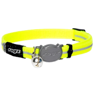 Rogz Alleycat Safety Release Collar Dayglo Yellow Sml