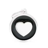 Pet ID Tag Classic Heart Black