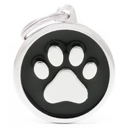 Pet ID Tag Classic Paw Black Lge