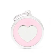 Pet ID Tag Classic Heart Pink