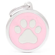 Pet ID Tag Classic Paw Pink Lge