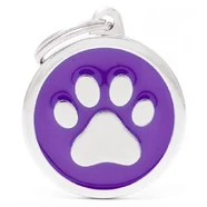 Pet ID Tag Classic Paw Purple Lge
