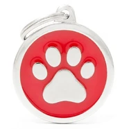 Pet ID Tag Classic Paw Red Lge