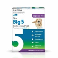The Big 5 Protection Pack 22-45kg | 6 Pack  Flea, Tick, Heartworm,  Gastro Worms and Tapeworm control