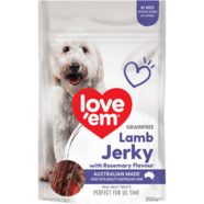 Love 'Em Grain Free Lamb & Rosemary Jerky 200g