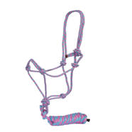 Fort Worth Rope Halter w/Lead - Hot Pink/Turquoise 10'