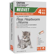 Neovet Flea & Worming for Kittens & Small cats Upto 4kg (6pk)