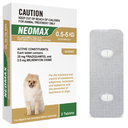 Neomax Allwormer Tablets for Small Dogs & Puppies 0 - 5kg (2pk)