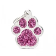 Pet ID Tag Shine Paw Pink Lge