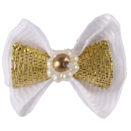 Showmaster Fancy Show Bows - 16pk (White w/Gold)
