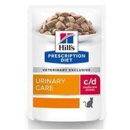Hills Prescription Feline C/D Chicken  STRESS 12 x 85gm Multicare  pouches Urinary diet for cats