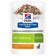 Hills Prescription Diet Feline Metabolic 12 x 85g in tender gravy chunks 
