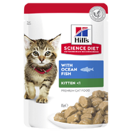 Hills Science Diet Feline Kitten with Ocean Fish Pouches 85g x 12 Healthy Development 