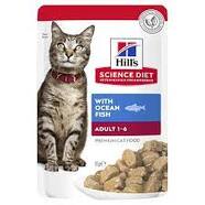 Hills Science Diet Feline Optimal Care Adult with Ocean Fish Pouches 85gm x 12