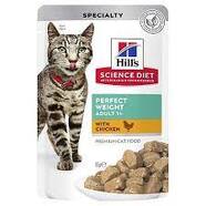 Hills Science Diet Adult Perfect Weight Chicken Pouches Cat Food 12x85g