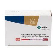 MSD Animal Health Insulin Syringe 40IU 0.5ml, (29G x 1/2inch) Box of 30