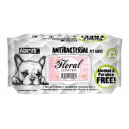 Absorb Plus Antibacterial Dog Wipes Floral 80 sheets 20 x 15cm