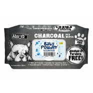 Absorb Plus Charcoal Dog Wipes Baby Powder 80 sheets 20 x 15cm