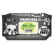 Absorb Plus Charcoal Dog Wipes Aloe Vera 80 sheets 20 x 15cm