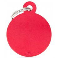 Pet ID Tag Aluminium Small Red Circle 2.1cm x 2.8cm