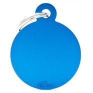 Pet ID Tag Aluminium Large Blue Circle 3.1cm x 3.9cm