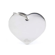 Pet ID Tag Basic Heart Chrome Sml