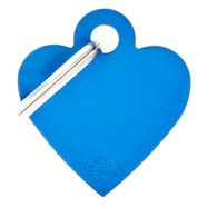 Pet ID Tag Aluminium Large Blue Heart 3.8cm x 3.1cm