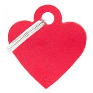 Pet ID Tag Aluminium Large Red Heart 3.8cm x 3.1cm