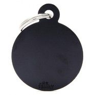 Pet ID Tag Aluminium Large Black Circle 3.1cm x 3.9cm