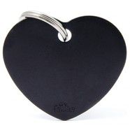 Pet ID Tag Aluminium Large Black Heart 3.8cm x 3.1cm