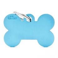 Pet ID Tag Basic Bone Light Blue Lge