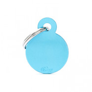 Pet ID Tag Aluminium Small Light Blue Circle 2.1cm x 2.8cm