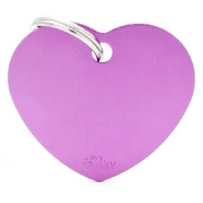 Pet ID Tag Basic Heart Purple Lge