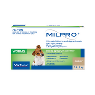 Milpro Broad Spectrum Wormer for Small Dogs and Puppies 0.5-5kg 2 pack