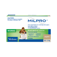 Milpro Broad Spectrum Wormer for Small Dogs and Puppies 0.5-5kg 2 pack