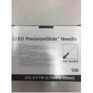 Needles BD box of 100 - Sold per box 22G x 3/4" 
