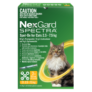 NexGard Spectra Spot-On for Medium/Large Cats 2.5 - 7.5kg (Yellow) 3pk
