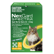 NexGard Spectra Spot-On for Medium/Large Cats 2.5 - 7.5kg (Yellow) 6pk
