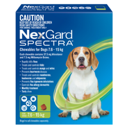 NexGard Spectra Chewable Tablets for Medium Dogs 7.6 - 15kg (Green)