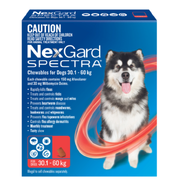 NexGard Spectra Chewable Tablets for XLarge Dogs 30.1 - 60kg (Red)