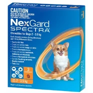 Nexgard Spectra for dogs 2 - 3.5 kg Orange 3 pack for Very Small dogs  