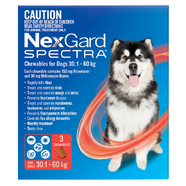 *CLEARANCE SHORTDATED 07/2025 Nexgard Spectra for K9 30-60kg Red 6pk 1 LEFT*