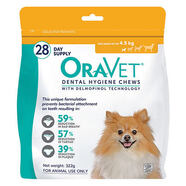 OraVet Dental Hygiene Chews for dogs [Size: XSmall <4.5kg dogs] 28pk