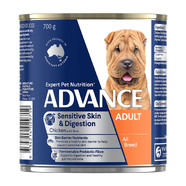 Advance Canine Sensitive Skin & Digestion All Breed Chicken Rice 700g x 12 