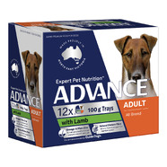 Advance Lamb Adult Trays Wet Dog Food 100g x 12