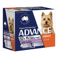 Advance Turkey Adult Trays Wet Dog Food 100g x 12