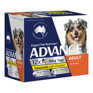 Advance Casserole With Chicken Adult Trays Wet Dog Food 100g x 12