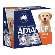 Advance Adult Healthy Weight Turkey With Rice Trays Wet Dog Food 100g x 12