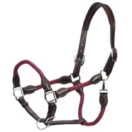 Jeremy & Lord Leather and Rope Halter - Brown w/Burgundy (Cob)